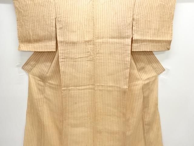 JAPANESE KIMONO / ANTIQUE AUTHENTIC OJIYA CHIJIMI STRIPED WOVEN KIMONO